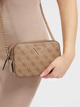 MINIBANDOLERA NOELLE CROSSBODY CAMERA LOGO 4G BEIGE Y MARRÓN