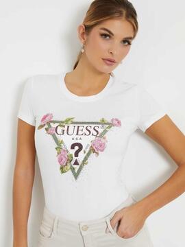 CAMISETA FLORAL SLIM FIT BLANCA