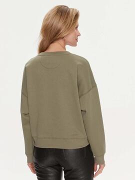 SUDADERA PONY HAIR RELAXED FIT VERDE CAQUI