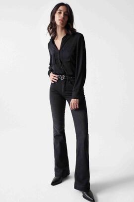 PANTALÓN VAQUERO FAITH FLARE PUSH IN EN DENIM NEGRO DEGRADÉ