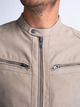 CHAQUETA DE ECOPIEL BIKER JACKET AQUAROAM SAND DUST