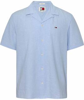 CAMISA LINEN BLEND CAMP REGULAR FIT AZUL