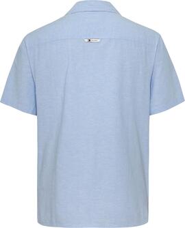 CAMISA LINEN BLEND CAMP REGULAR FIT AZUL