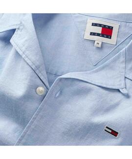 CAMISA LINEN BLEND CAMP REGULAR FIT AZUL