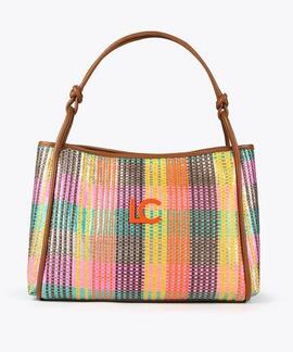 BOLSO SHOPPER EFECTO RAFIA MULTICOLOR