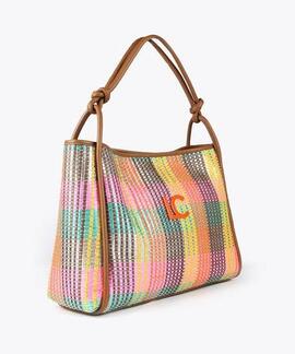 BOLSO SHOPPER EFECTO RAFIA MULTICOLOR