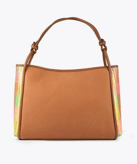 BOLSO SHOPPER EFECTO RAFIA MULTICOLOR