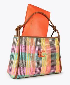 BOLSO SHOPPER EFECTO RAFIA MULTICOLOR