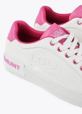 SNEAKERS SUELA DEPORTIVA BLANCOS CON DETALLES FUCSIAS