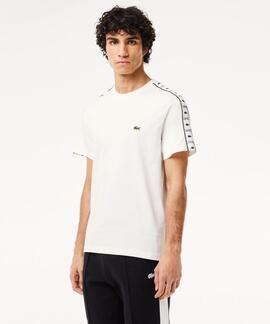 CAMISETA LACOSTE REGULAR FIT BLANCA CON CINTA DEPORTIVA