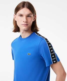 CAMISETA LACOSTE REGULAR FIT AZUL CON CINTA DEPO