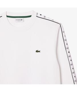 SUDADERA LACOSTE REGULAR FIT BLANCA CON CINTA DEP