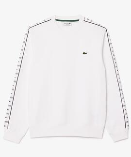 SUDADERA LACOSTE REGULAR FIT BLANCA CON CINTA DEP