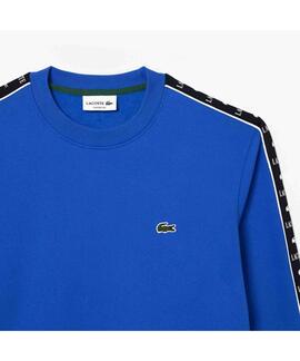 SUDADERA LACOSTE REGULAR FIT AZUL CON CINTA DEPORTIVA