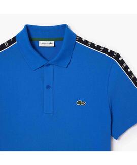 POLO LACOSTE REGULAR FIT AZUL CON CINTA DEPORTIVA