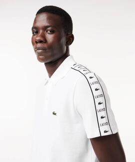 POLO LACOSTE REGULAR FIT BLANCO CON CINTA DEPORTIVA