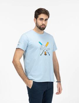 CAMISETA ESTAMPADO REMOS COLORES CELESTE