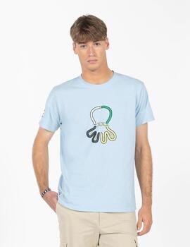 CAMISETA LOGO ESTAMPADO COLORES CELESTE