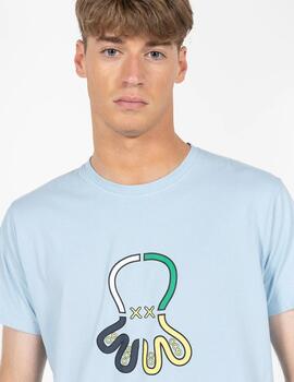 CAMISETA LOGO ESTAMPADO COLORES CELESTE