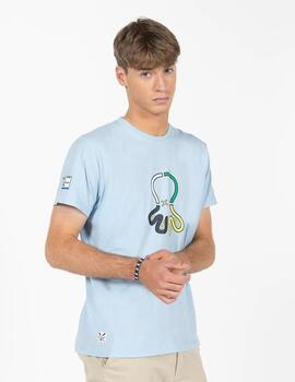 CAMISETA LOGO ESTAMPADO COLORES CELESTE