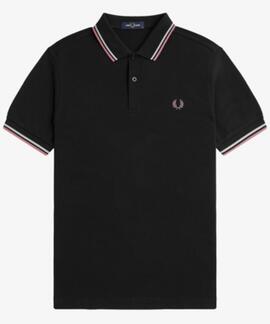 POLO TWIN TIPPED M3600 V04 BLACK / ECRU / DUSTY ROSE