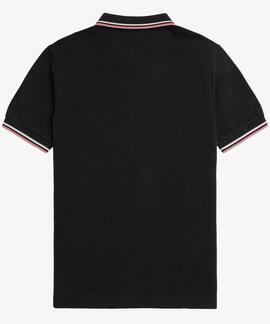 POLO TWIN TIPPED M3600 V04 BLACK / ECRU / DUSTY ROSE