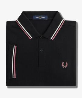 POLO TWIN TIPPED M3600 V04 BLACK / ECRU / DUSTY ROSE