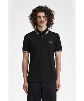 POLO TWIN TIPPED M3600 V04 BLACK / ECRU / DUSTY ROSE