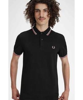 POLO TWIN TIPPED M3600 V04 BLACK / ECRU / DUSTY ROSE