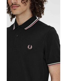 POLO TWIN TIPPED M3600 V04 BLACK / ECRU / DUSTY ROSE