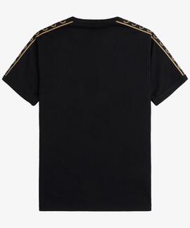 CONTRAST TAPE RINGER T-SHIRT BLACK / WARM STONE