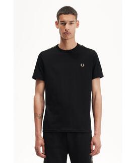 CONTRAST TAPE RINGER T-SHIRT BLACK / WARM STONE