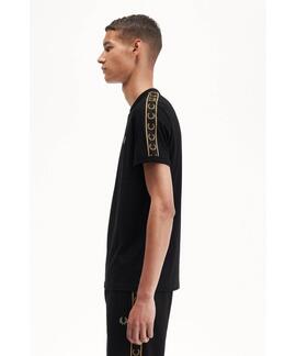 CONTRAST TAPE RINGER T-SHIRT BLACK / WARM STONE