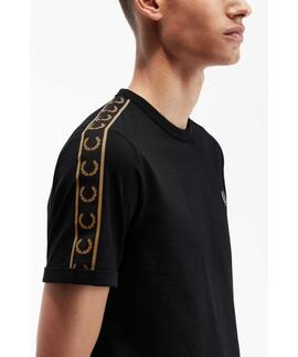 CONTRAST TAPE RINGER T-SHIRT BLACK / WARM STONE