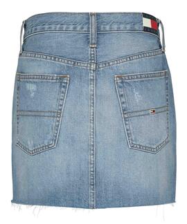 FALDA VAQUERA IZZIE MID RISE BH0013 DENIM LIGHT CON ROTOS