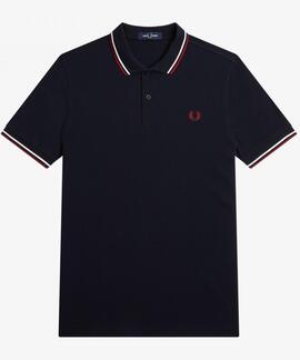 POLO TWIN TIPPED M3600 T55 NAVY / SNOW WHITE / BURNT RED