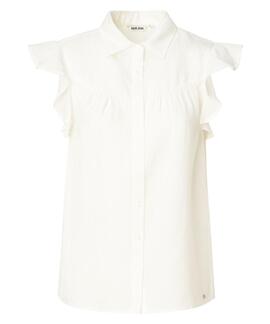 BLUSA BLANCA REGULAR FIT CON VOLANTES