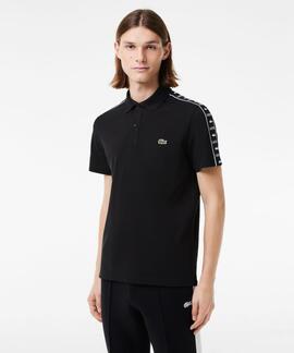 POLO LACOSTE REGULAR FIT NEGRO CON CINTA DEPORTIVA