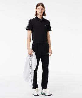 POLO LACOSTE REGULAR FIT NEGRO CON CINTA DEPORTIVA