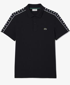 POLO LACOSTE REGULAR FIT NEGRO CON CINTA DEPORTIVA