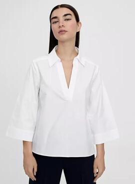 CAMISA PICO CON MANGAS ACAMPANADAS BLANCA