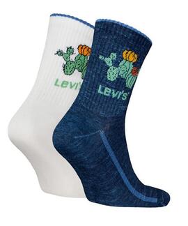 CALCETINES LEVI’S® SHORT CUT PLACED CACTUS 2 PACK BLUE COMBO