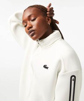 SUDADERA DE MUJER LACOSTE SPORT LOOSE FIT BLANCA