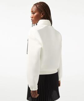 SUDADERA DE MUJER LACOSTE SPORT LOOSE FIT BLANCA