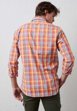 CAMISA CUADROS SLIM FIT NARANJA