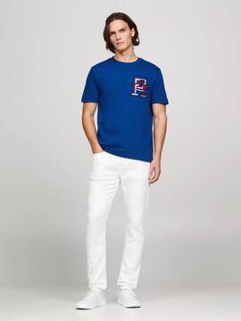 CAMISETA MONOGRAM BADGE REGULAR FIT AZUL ROYAL