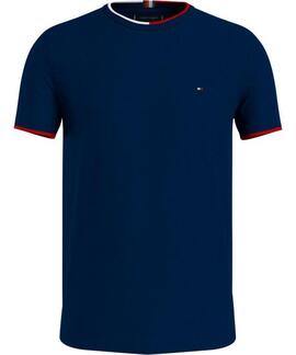 CAMISETA TIPPED PIQUÉ SLIM FIT AZUL MARINO