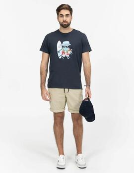 CAMISETA ESTAMPADO ELPULPO HAWAIANO AZUL MARINO