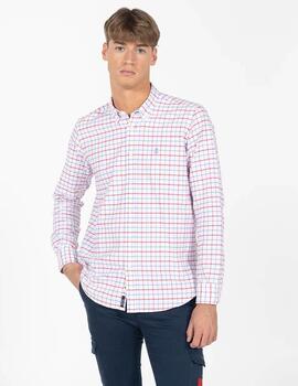 CAMISA CUADROS BICOLOR OXFORD ROJO CORAL