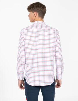 CAMISA CUADROS BICOLOR OXFORD ROJO CORAL